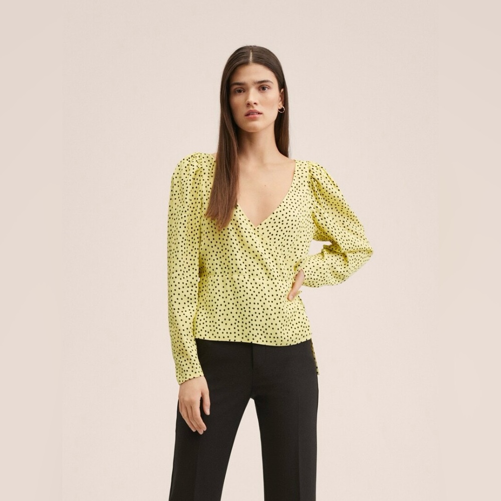 NWT Mango Polka Dot Wrap Top Size XS